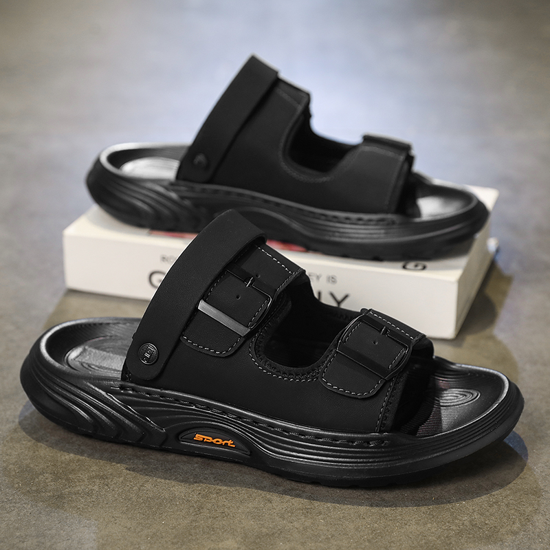 Outdoor Lighting Design - Pantuflas de cuero para hombre, sandalias