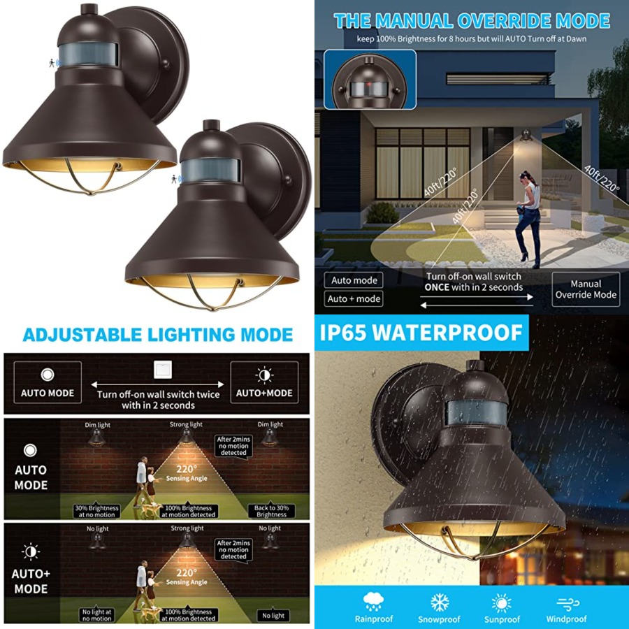 Outdoor Lighting Led - Paquete de 2 Lámparas de Pared