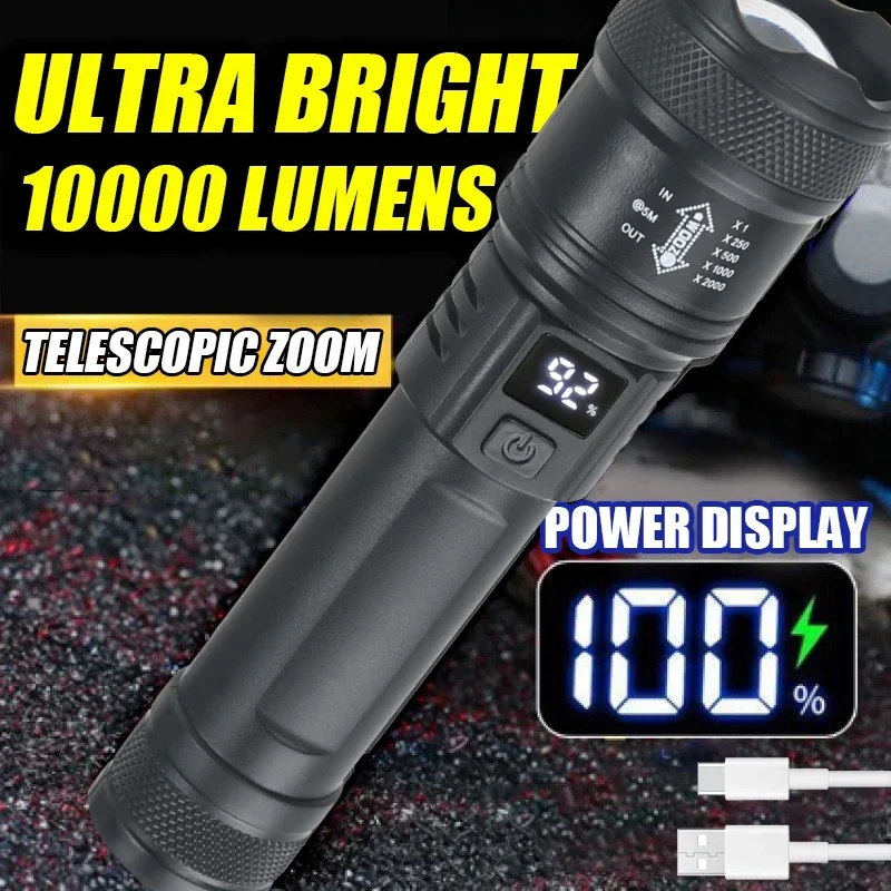 Outdoor Lighting Battery Operated - Linterna LED potente con pantalla de