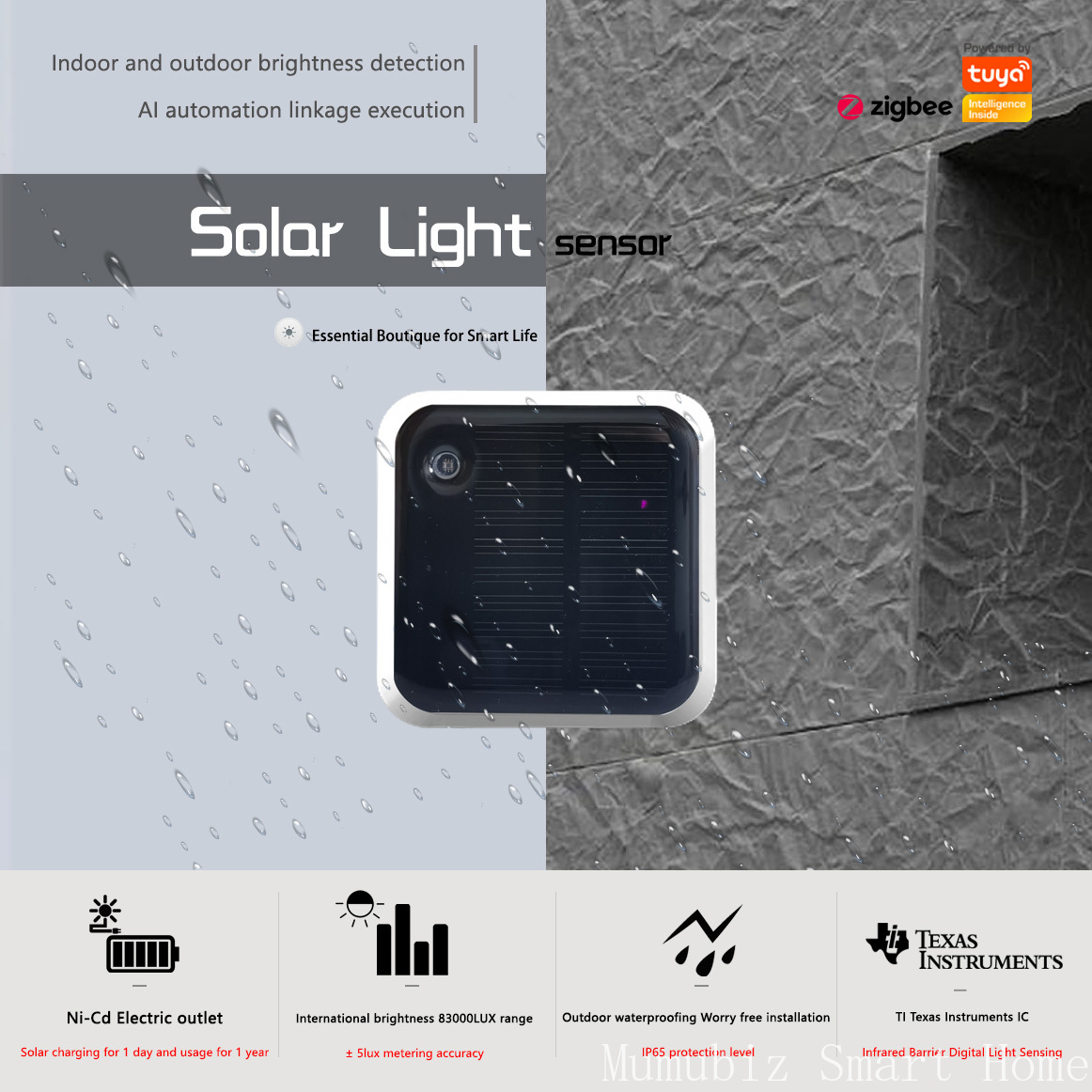 Outdoor Lighting Install - Sensor de luz solar Tuya Zigbee:
