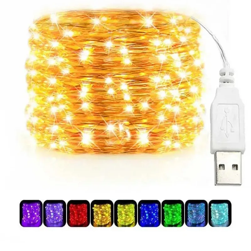 Outdoor Lighting No Wiring - Guirnalda de luces LED USB, guirnalda