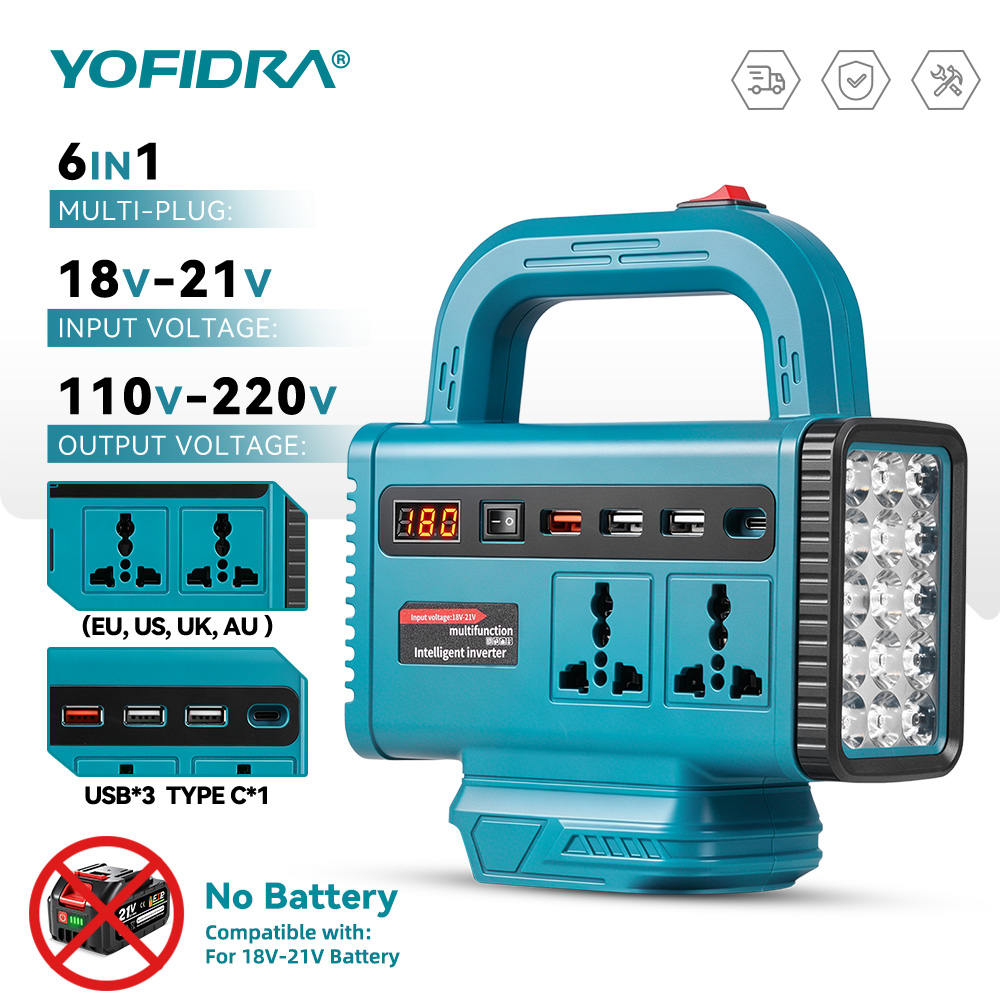 Outdoor Lighting Battery Operated - Inversor de corriente portátil YOFIDRA 220V,