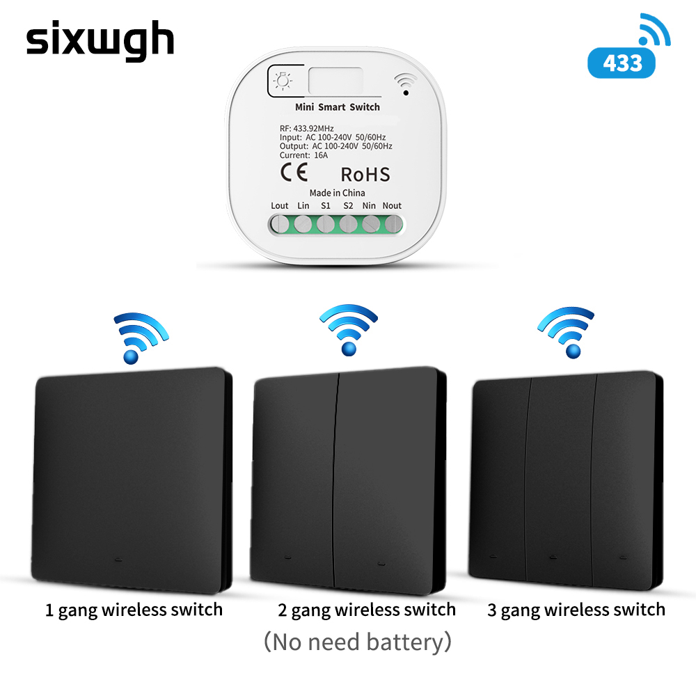 Outdoor Lighting Install - SIXWGH-Juego de interruptores inteligentes inalámbricos, 433MHz,