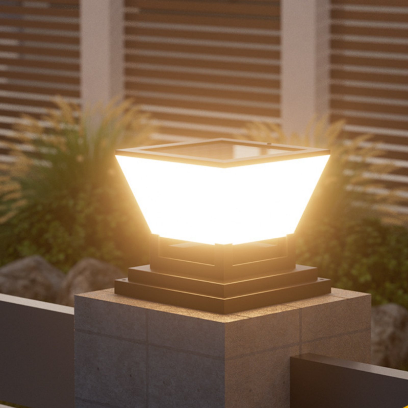 Outdoor Lighting Install - Lámpara Solar para Poste, Resistente al