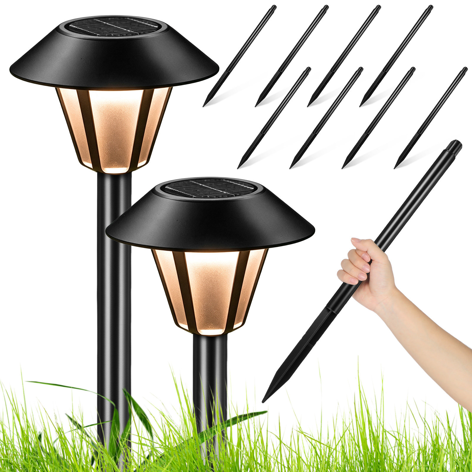 Juego de 8 estacas solares de  - Outdoor Lighting Yard reseña y precio