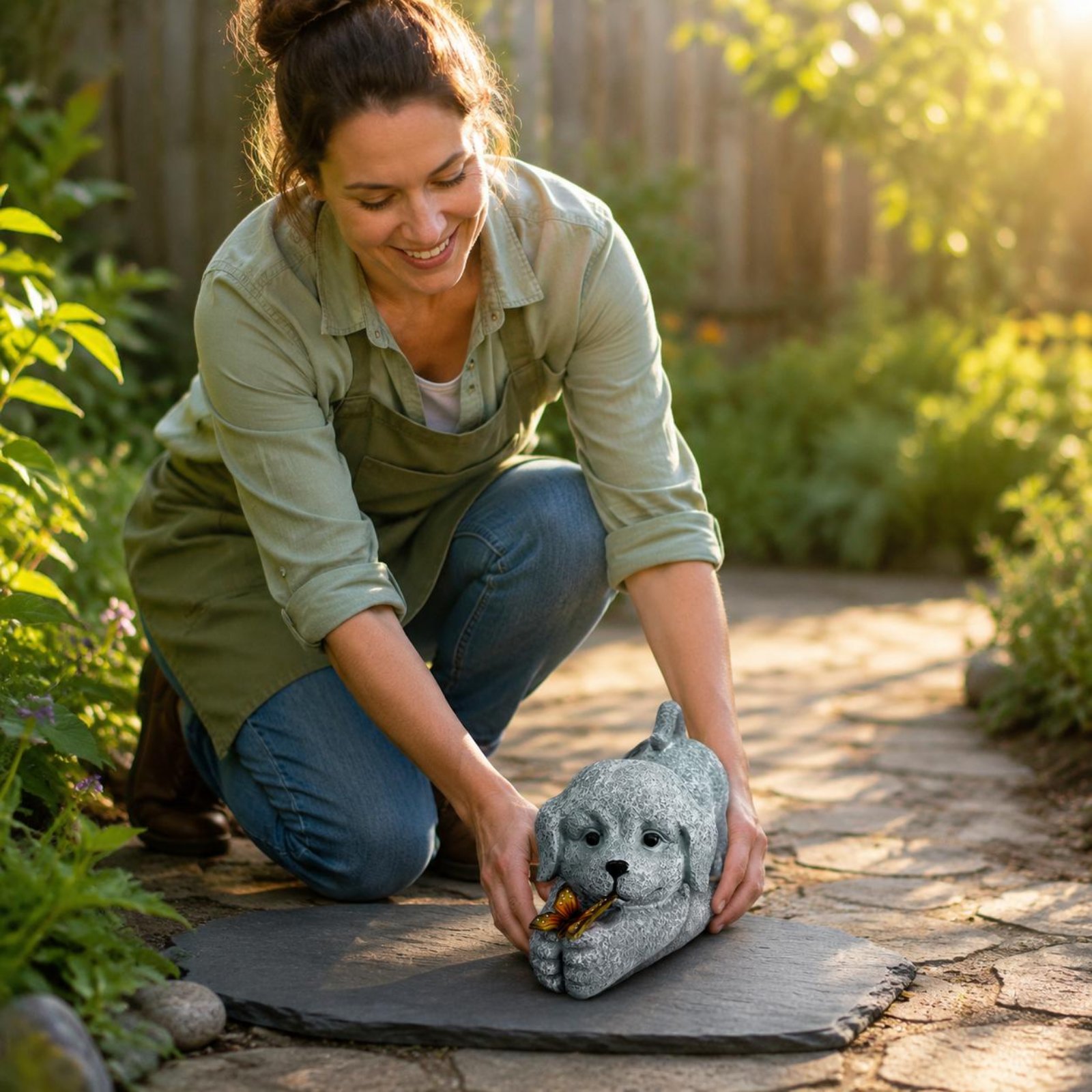 Estatua de perro solar, artesa - Outdoor Lighting No Wiring reseña y precio