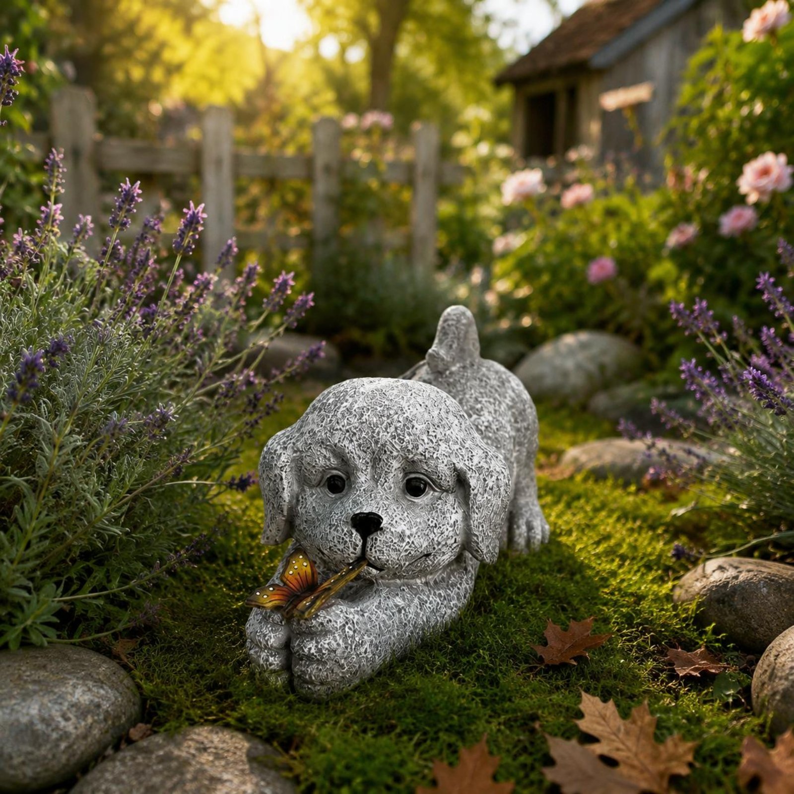 Estatua de perro solar, artesa - Outdoor Lighting No Wiring reseña y precio