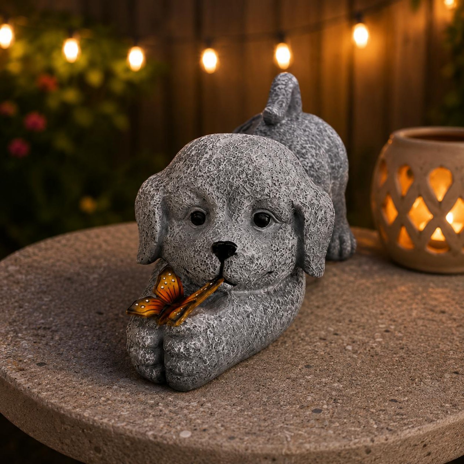 Estatua de perro solar, artesa - Outdoor Lighting No Wiring reseña y precio